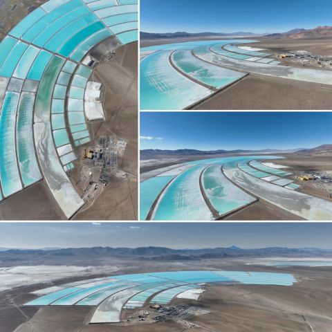 Salar de Olaroz lithium brine evaporation ponds in Jujuy, Argentina
